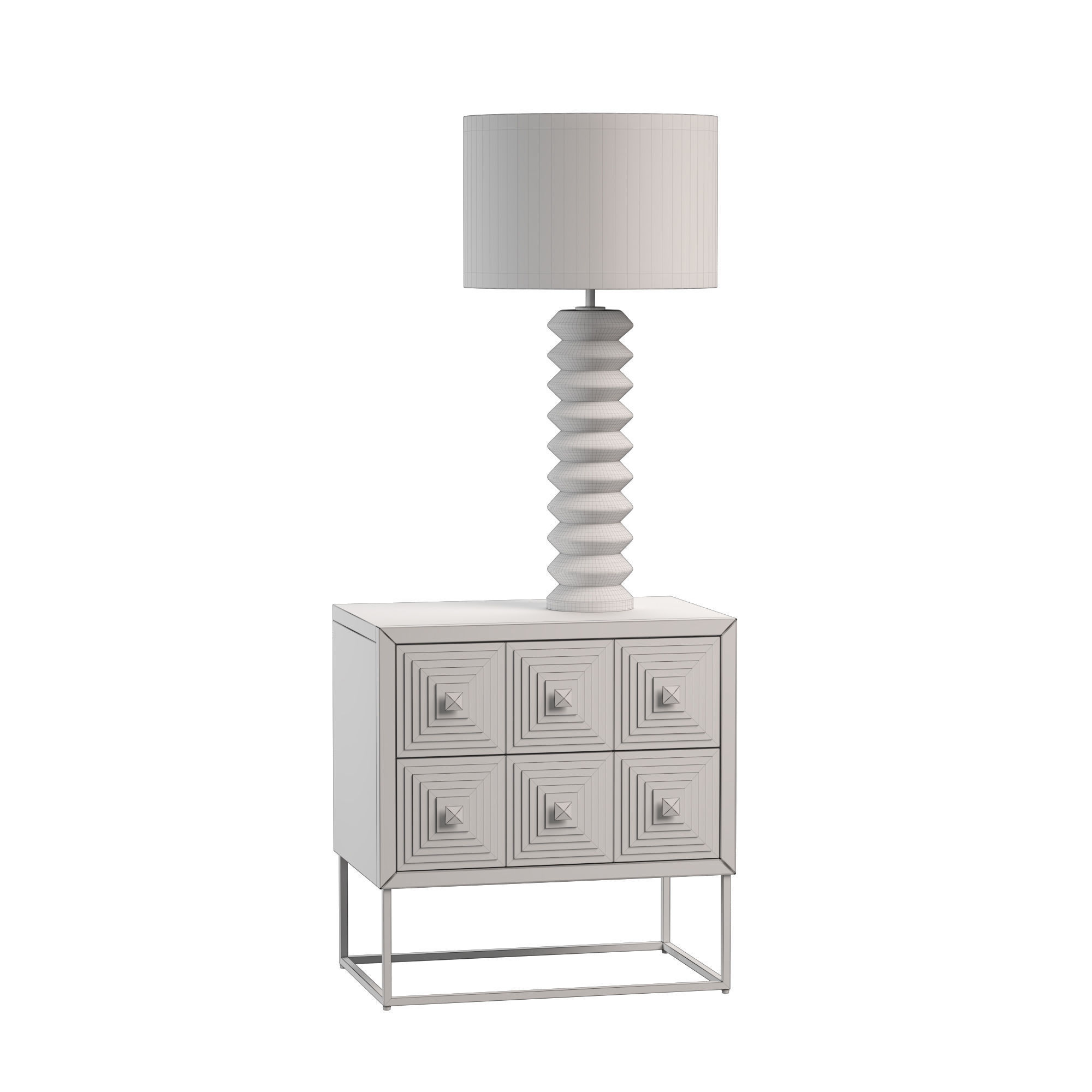 Rivet nightstand and coastal table lamp 3D model_7