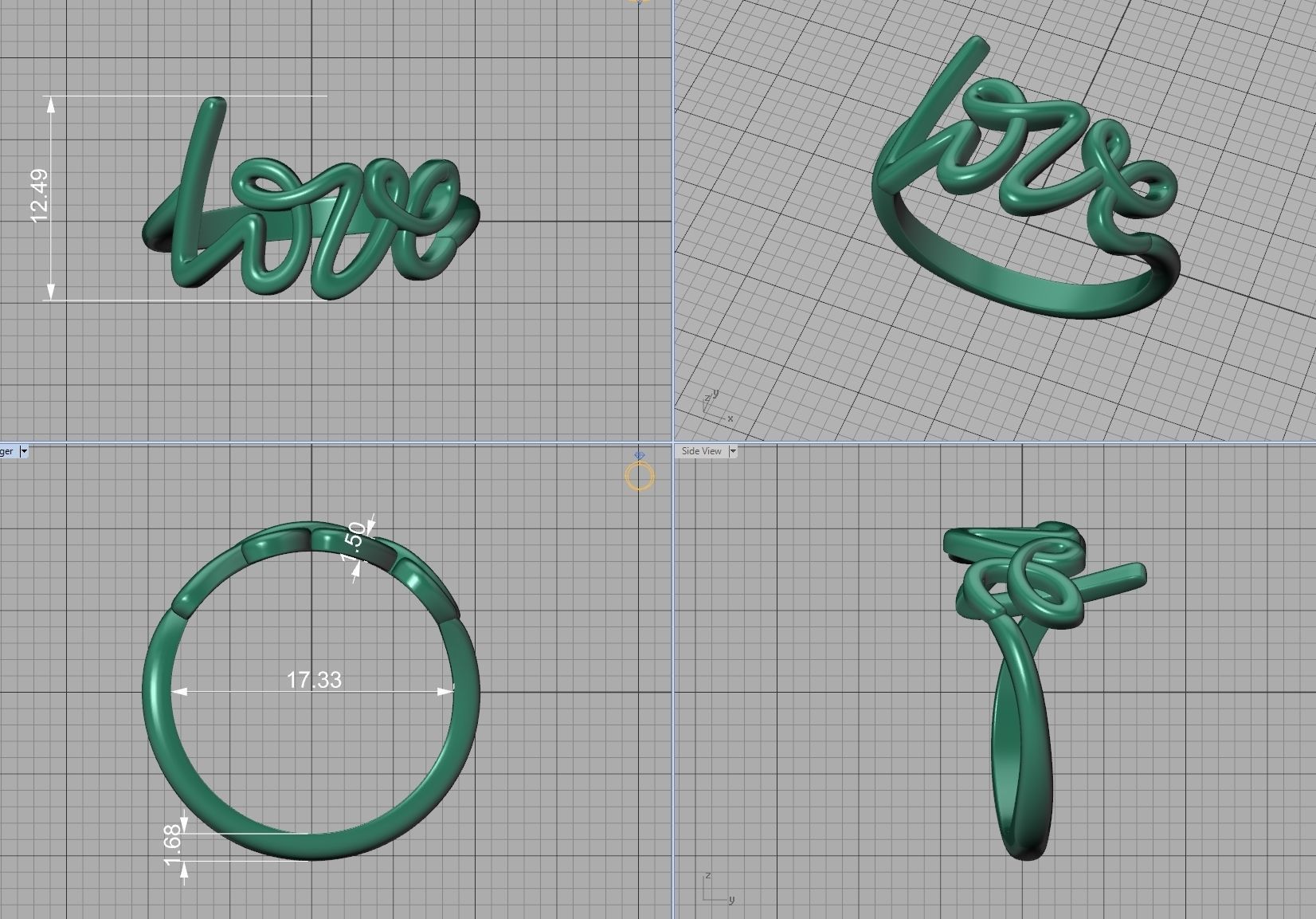 Love Ring Love Inscription Women ring  printable 3dmodel 3D print model_5