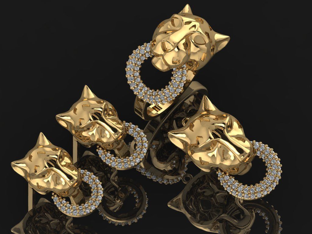 GC GOLD M0080- Diamond gold set  3D print model_3