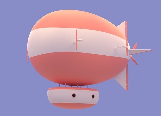 Cartoon  Airship Low-poly 3D model