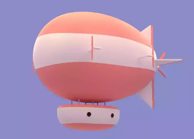 Cartoon  Airship Low-poly 3D model