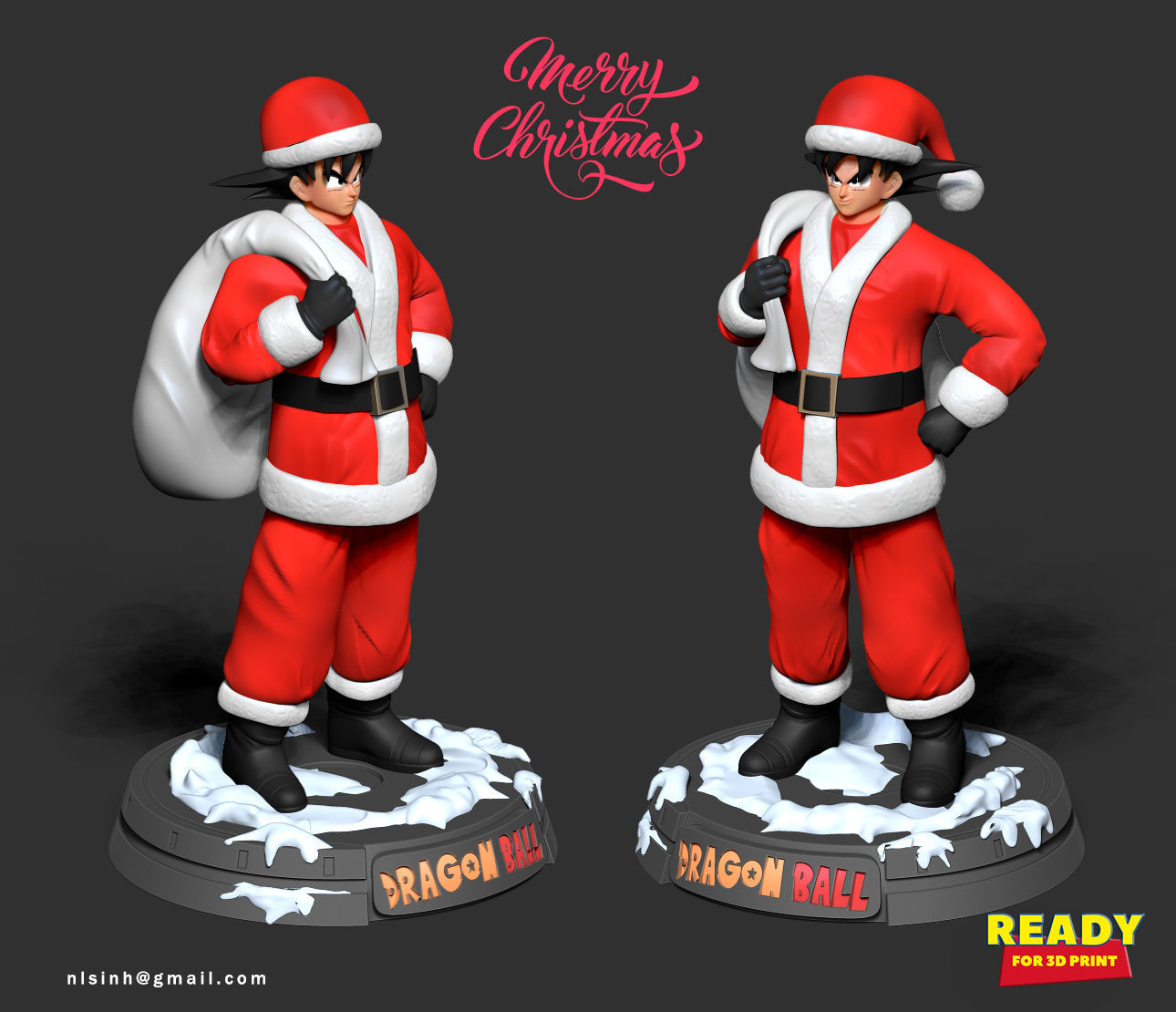 Santa Goku 3D print model_1