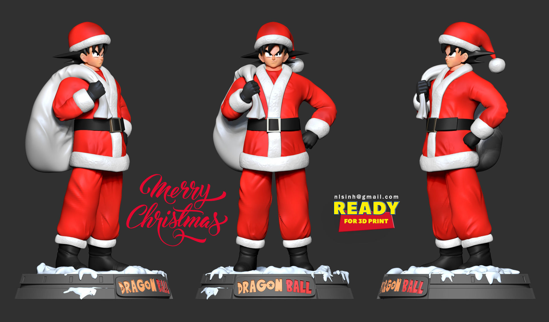Santa Goku 3D print model_3