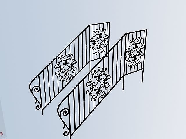 Stair two wrought iron railings Free 3D print model