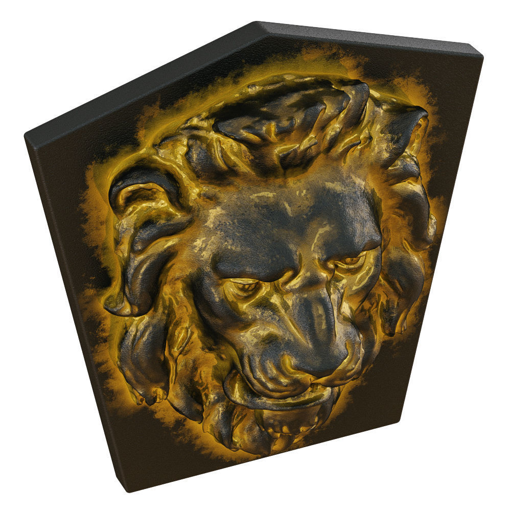 Lion Head Bas-relief 3D model_1