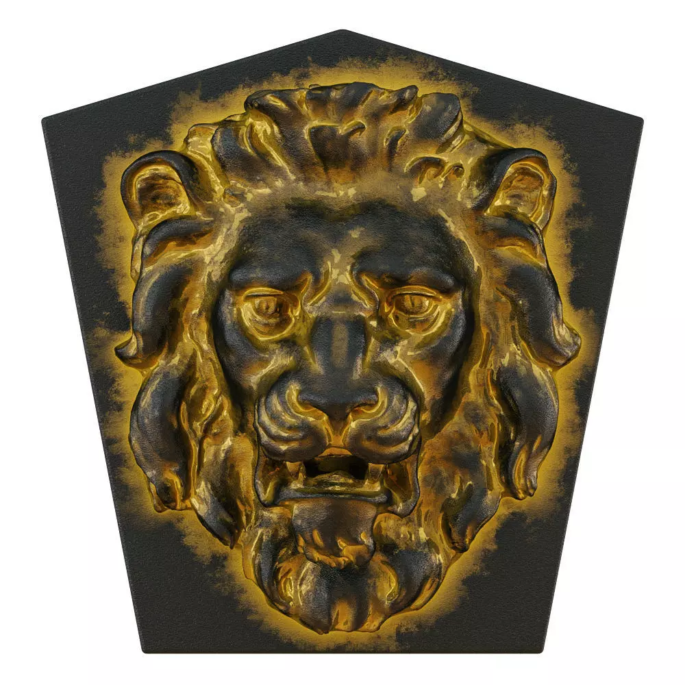Lion Head Bas-relief 3D model_0