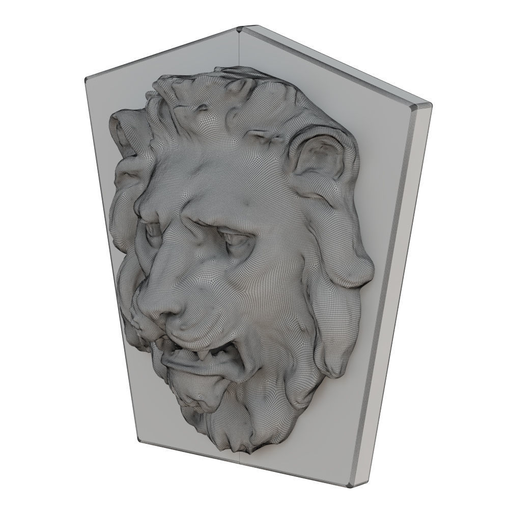 Lion Head Bas-relief 3D model_7