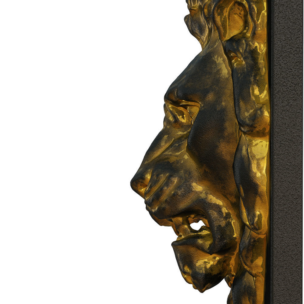 Lion Head Bas-relief 3D model_4