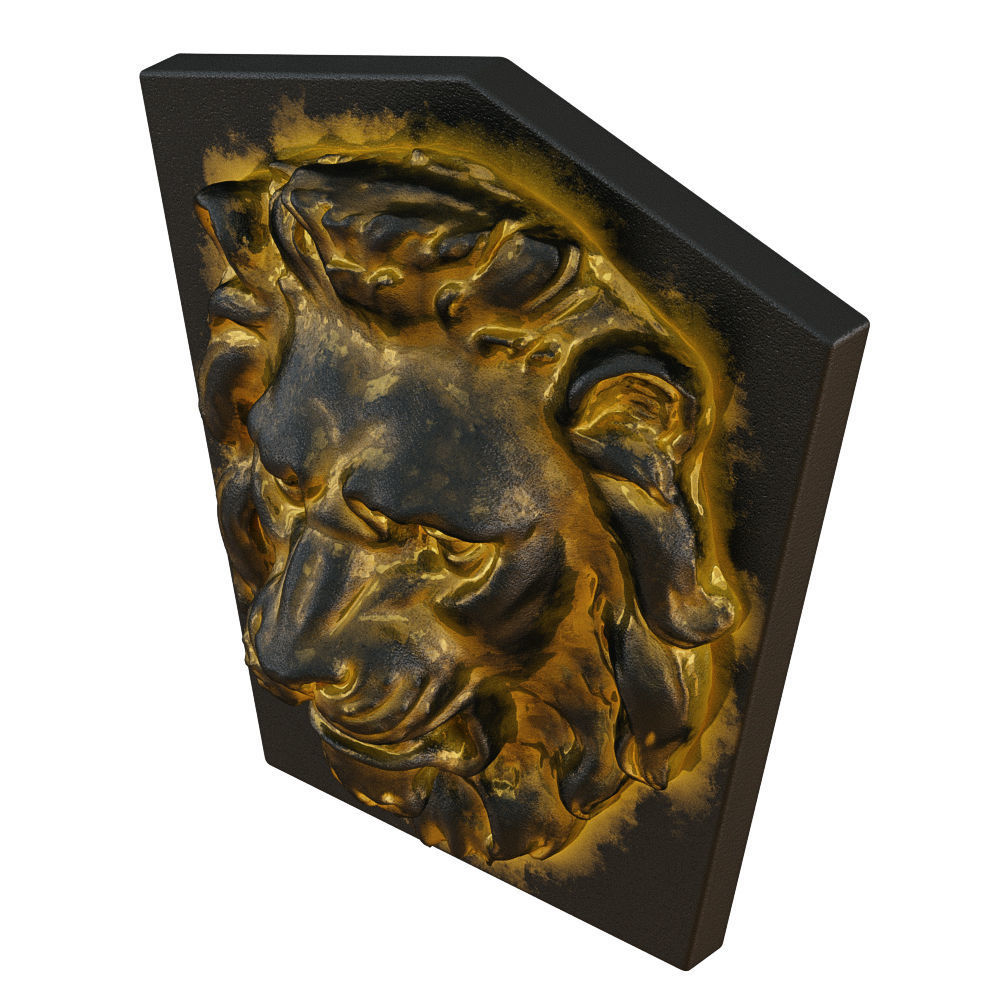 Lion Head Bas-relief 3D model_2