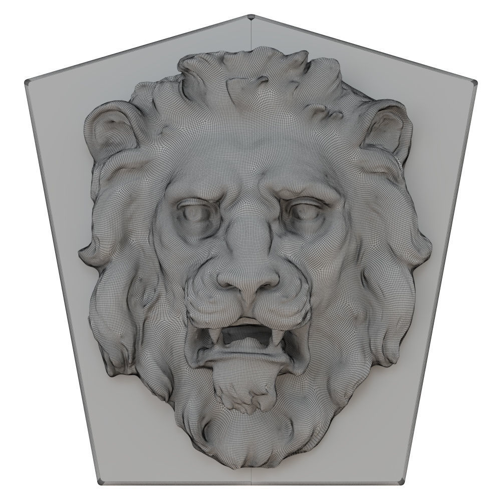 Lion Head Bas-relief 3D model_6