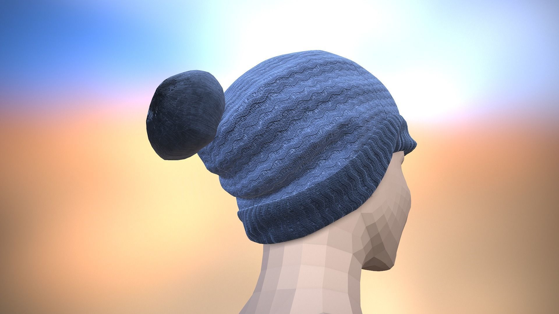Bobble Hat Low-poly 3D model_5