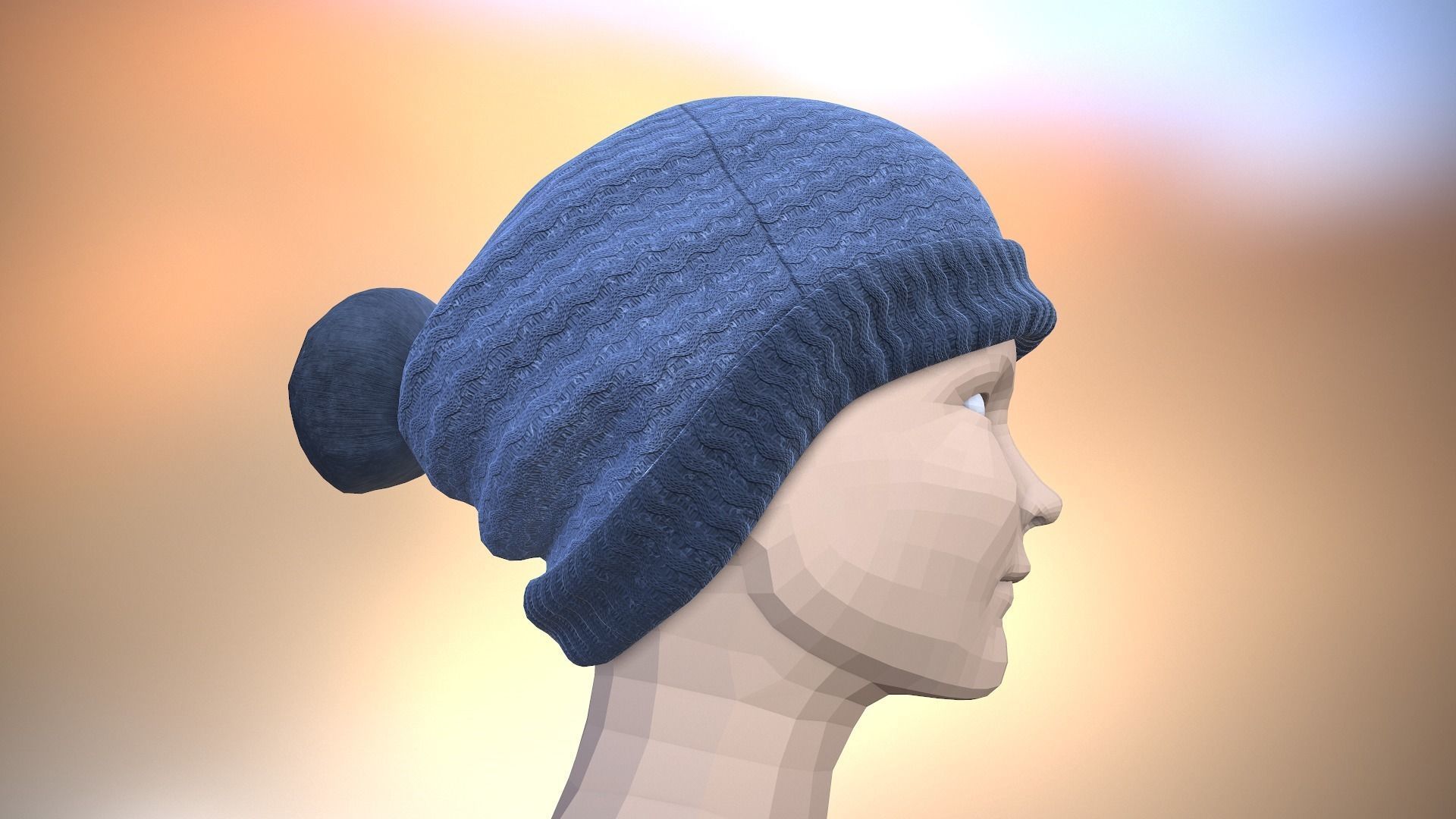 Bobble Hat Low-poly 3D model_4