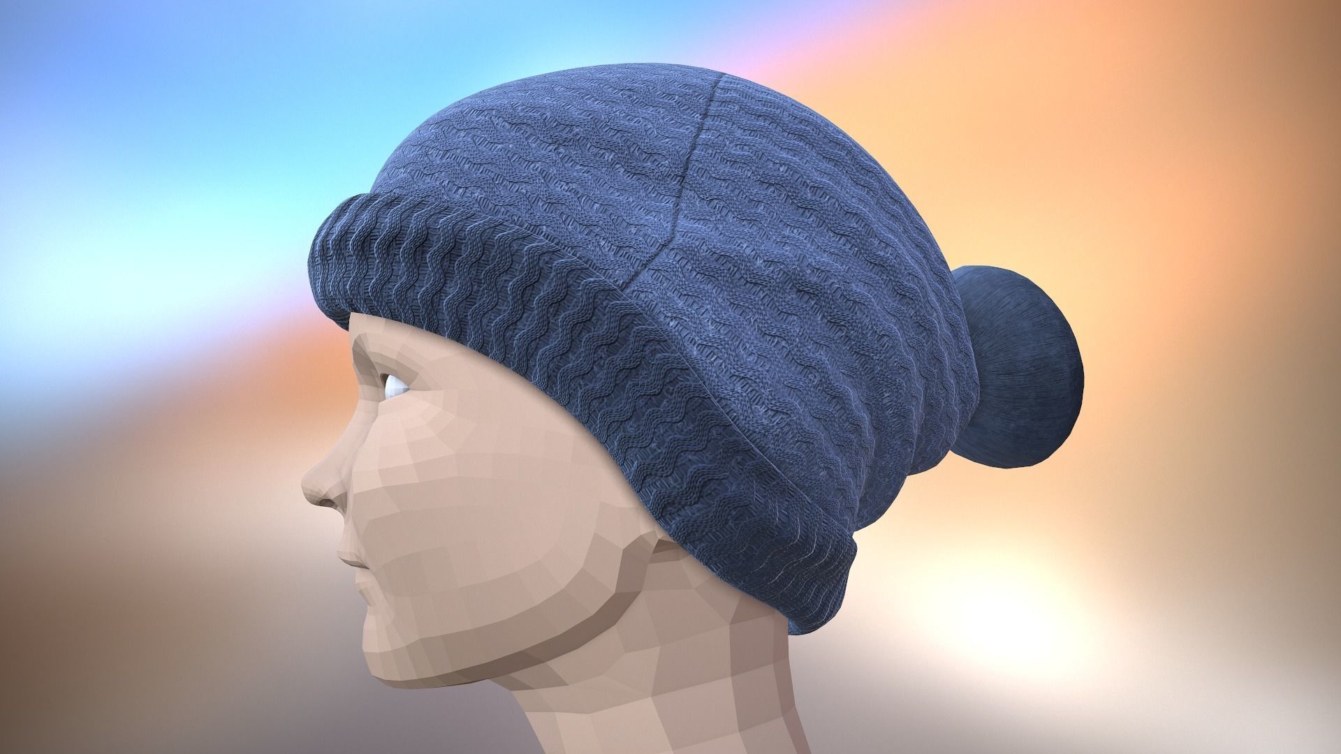 Bobble Hat Low-poly 3D model_2