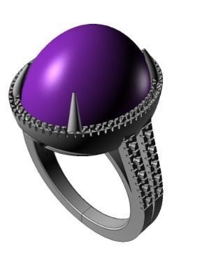 OVAL STONE RING AND ENTOURAGE -CG19 3D print model_1