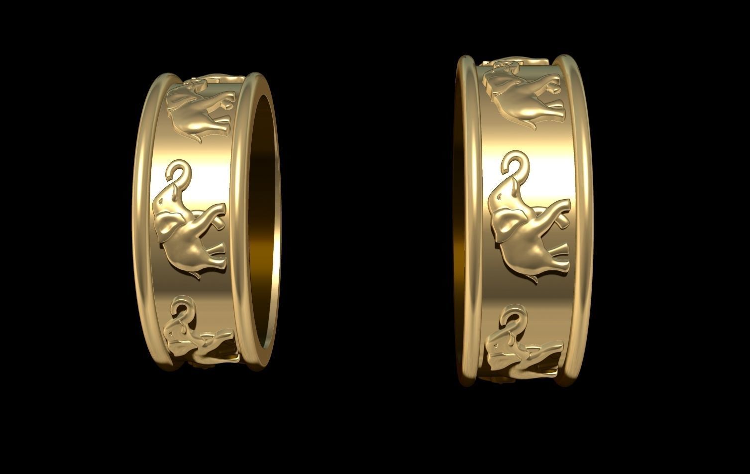 Rings Elephants 3D print model_3