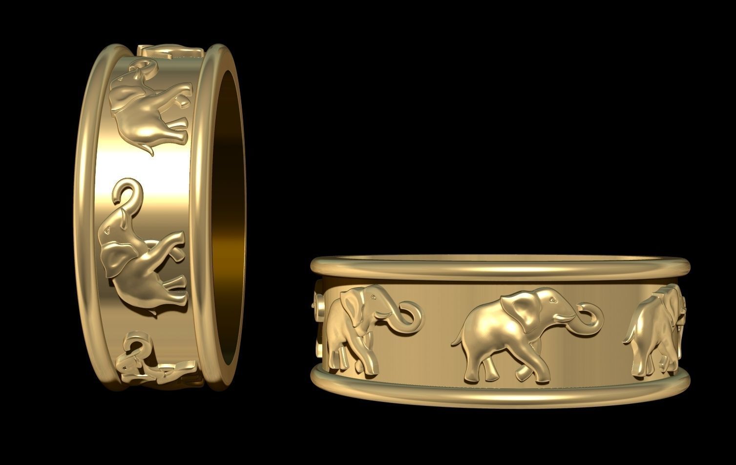 Rings Elephants 3D print model_0