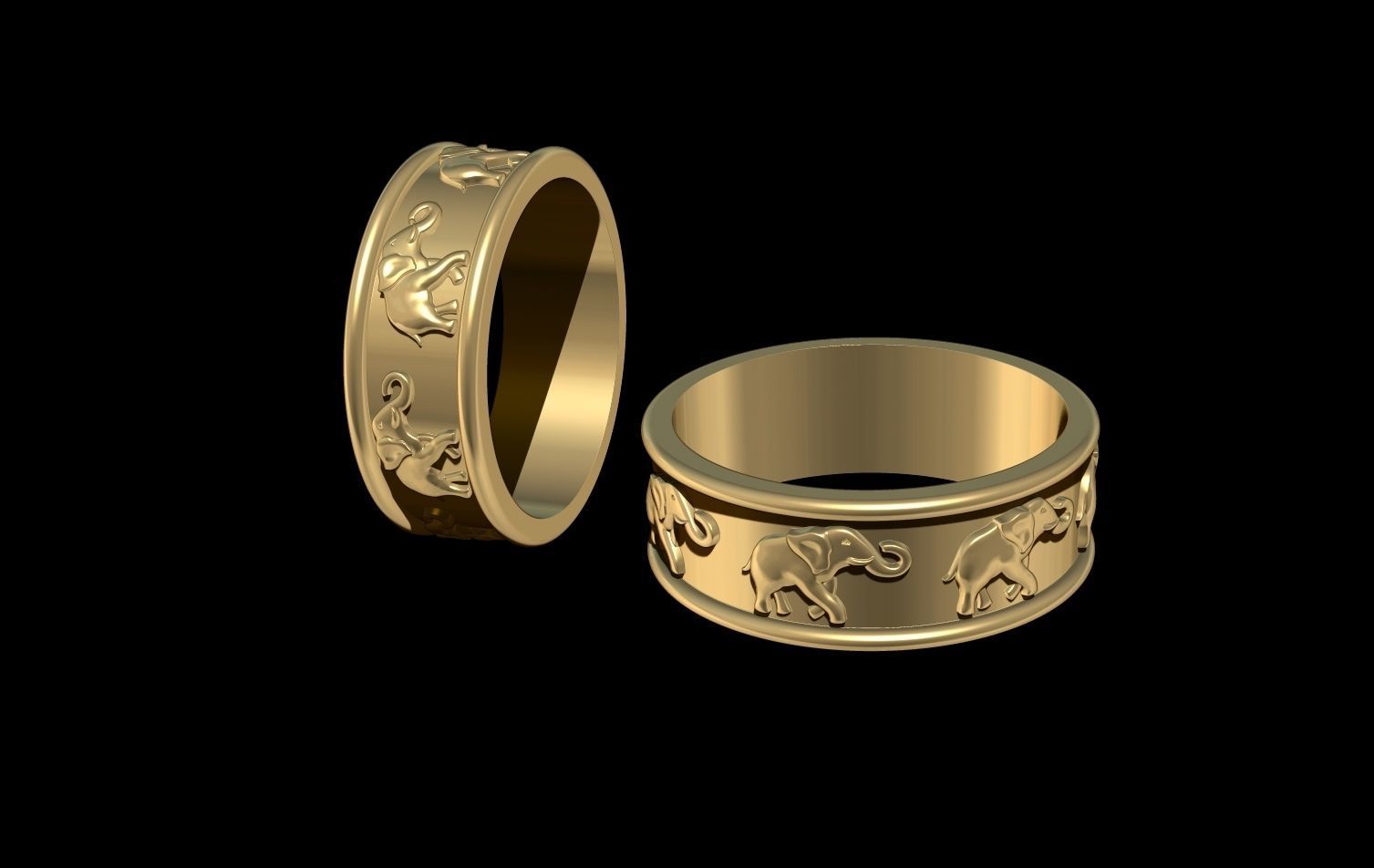 Rings Elephants 3D print model_1