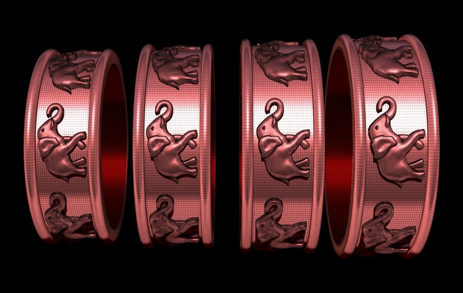 Rings Elephants 3D print model_4