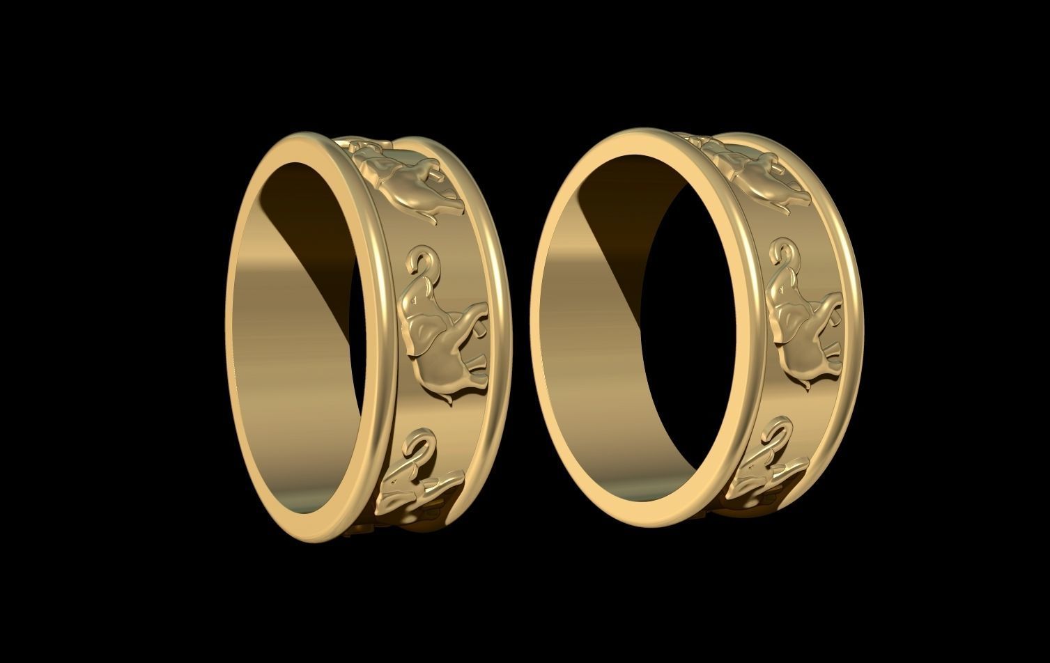 Rings Elephants 3D print model_2