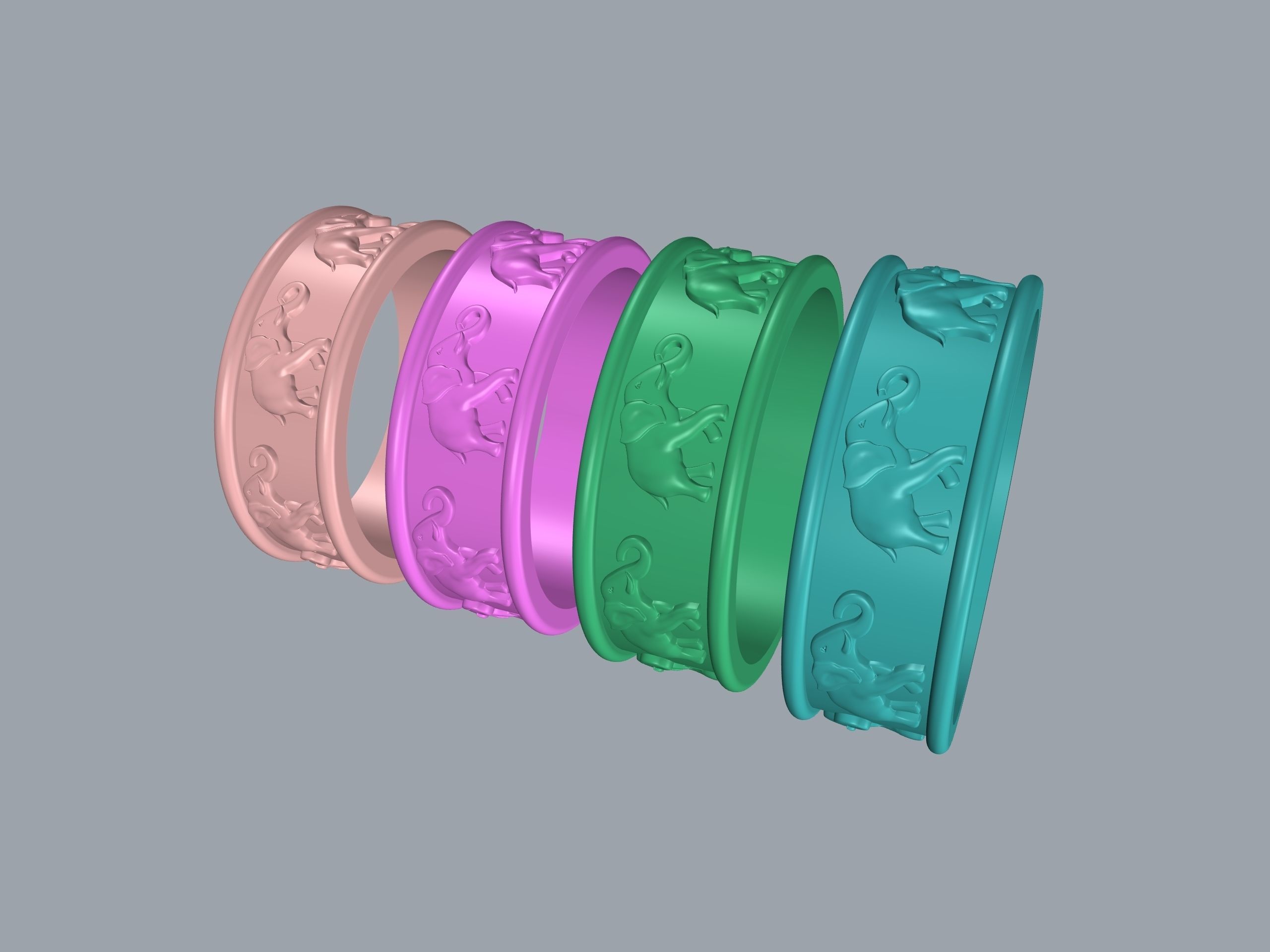 Rings Elephants 3D print model_5