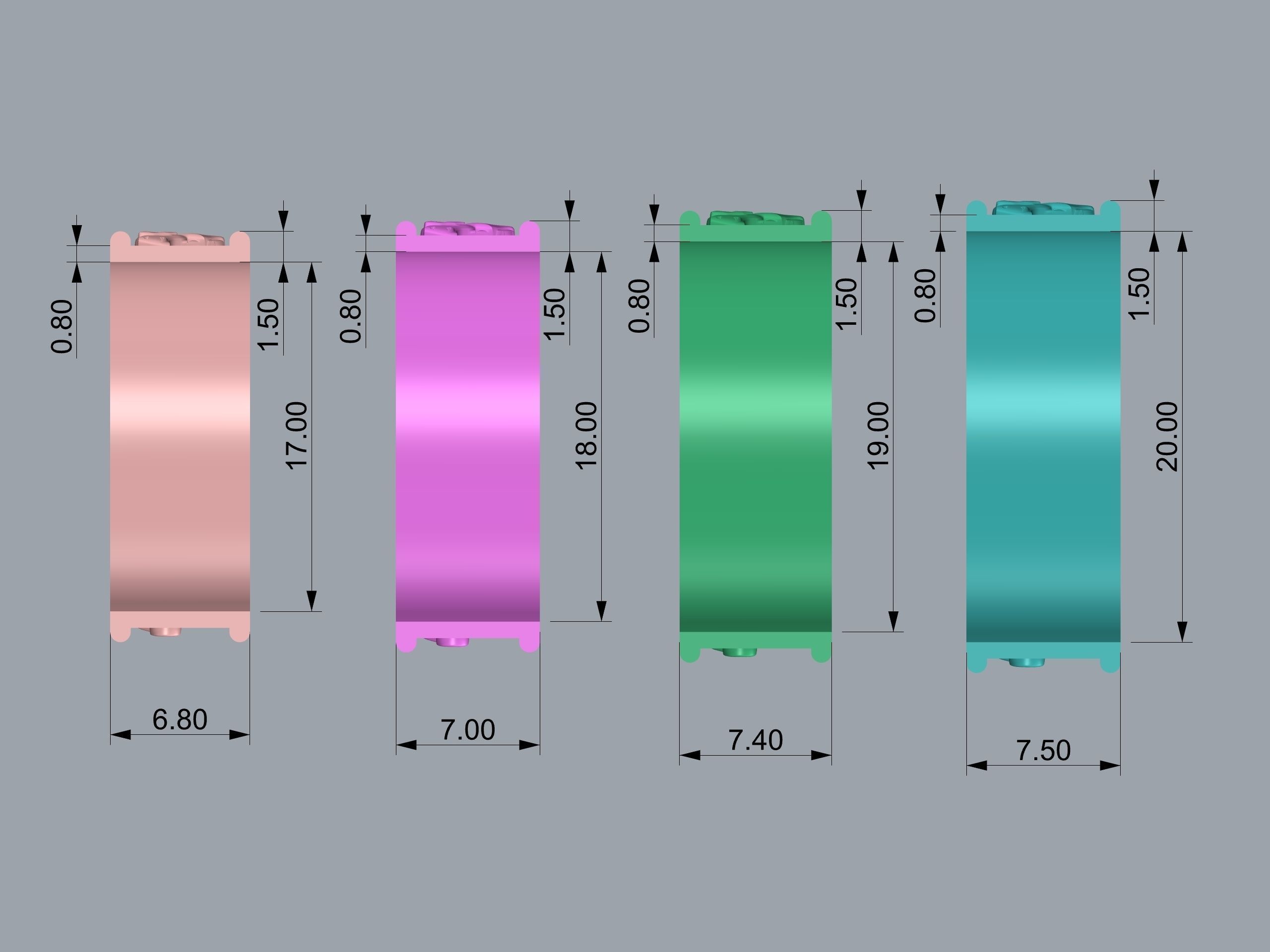 Rings Elephants 3D print model_7
