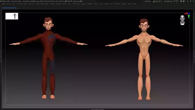 ZBrush Stylized Character Basemesh Man - Broke - High Poly