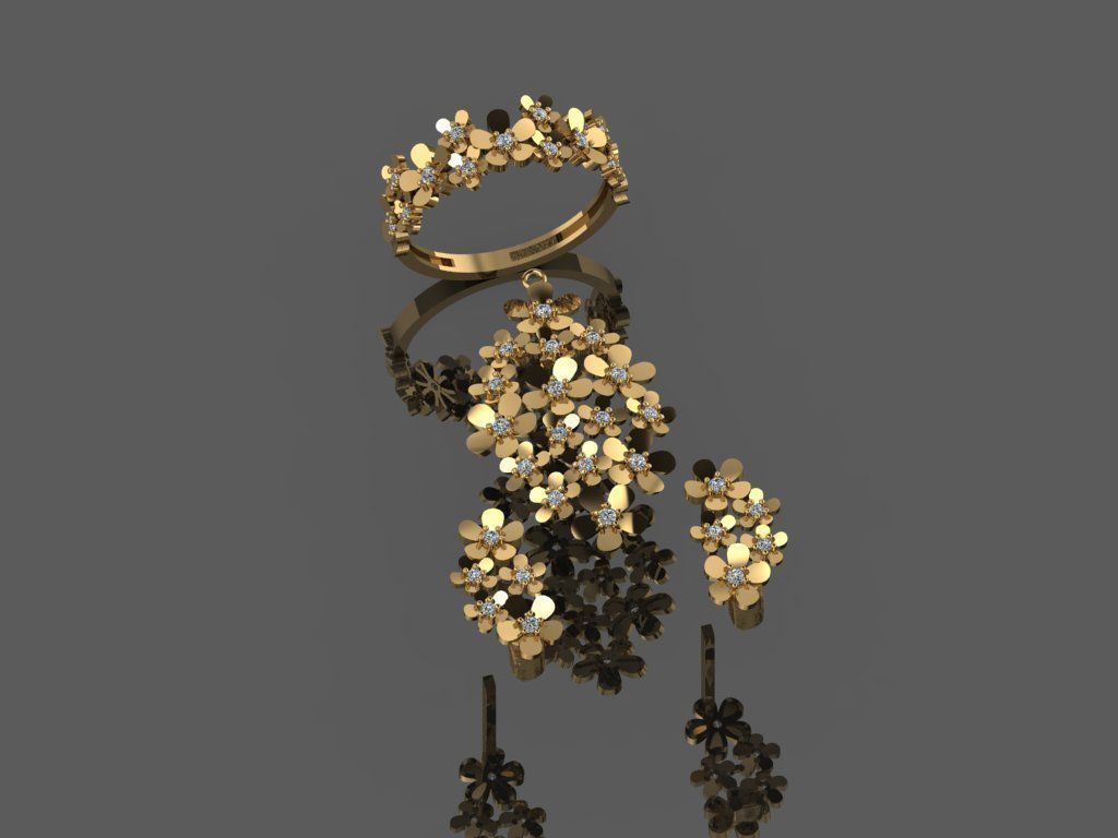 GC GOLD M0082- Diamond gold set 3D print model_5