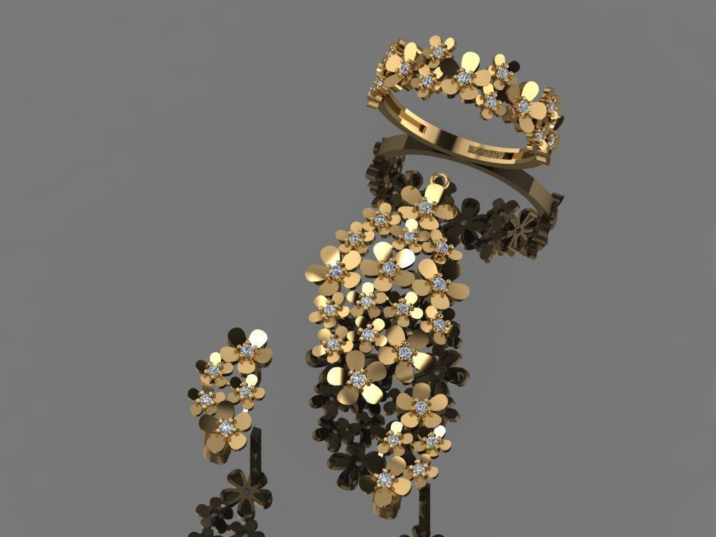 GC GOLD M0082- Diamond gold set 3D print model_6