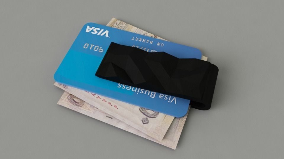 Clips Low Poly credit card holder 3D print model_0