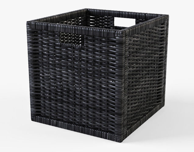 Wicker Rattan Basket 07 Black 3D model
