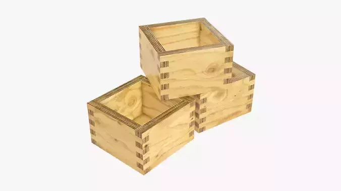Wooden box Japanese 3D model