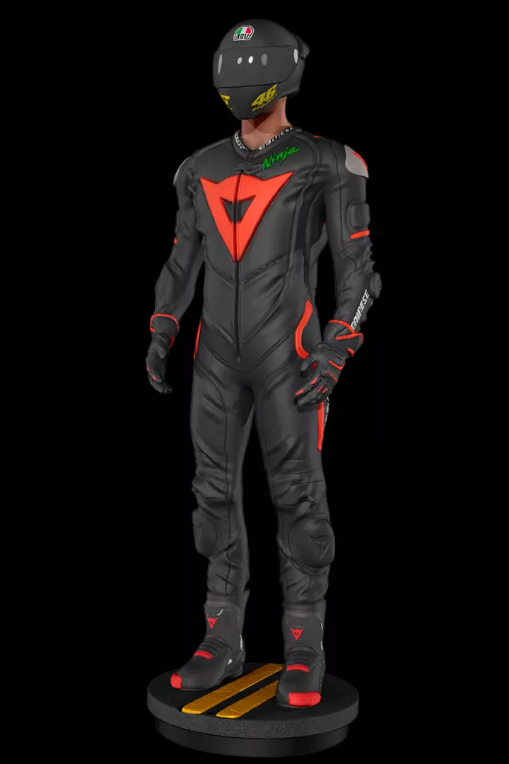 Motorcyclist statue of man in racing suit 3D print model_0