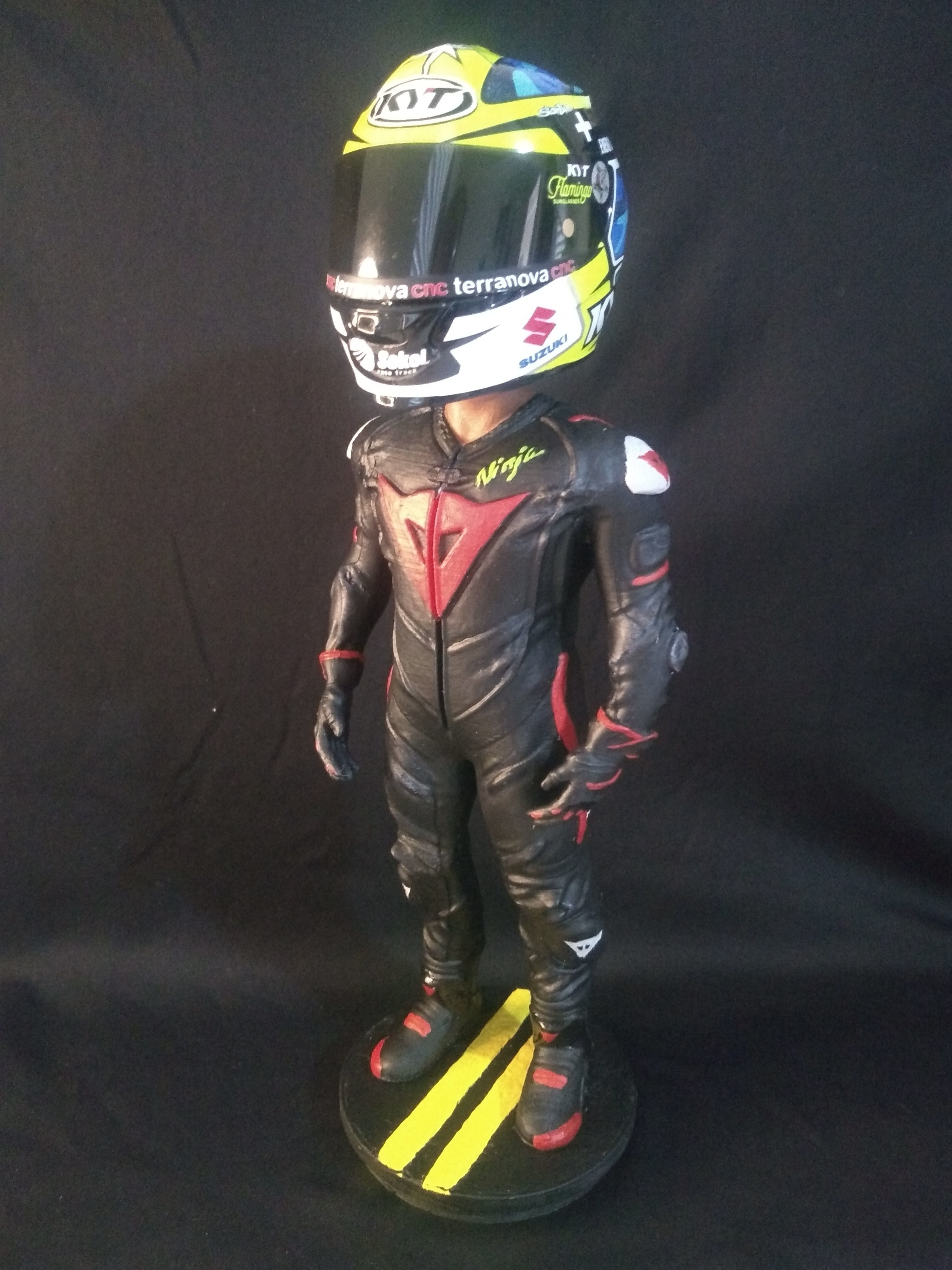 Motorcyclist statue of man in racing suit 3D print model_2