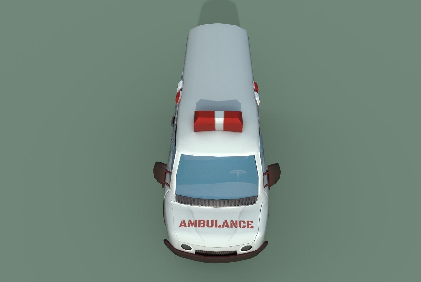 Ambulance cartoon Low-poly 3D model_13