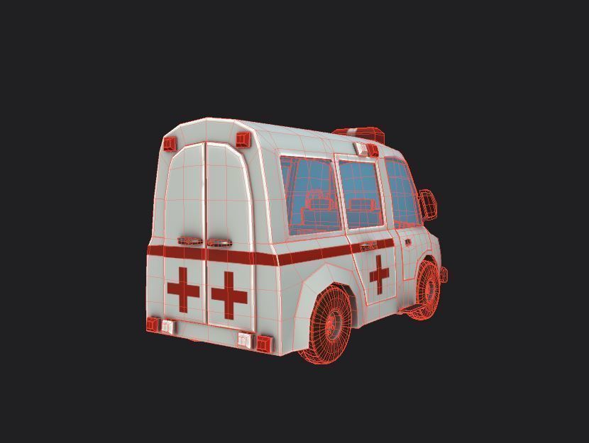 Ambulance cartoon Low-poly 3D model_6
