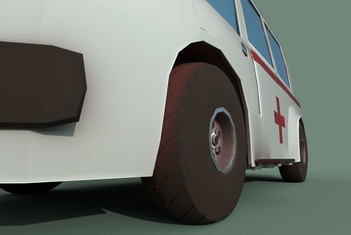 Ambulance cartoon Low-poly 3D model_15