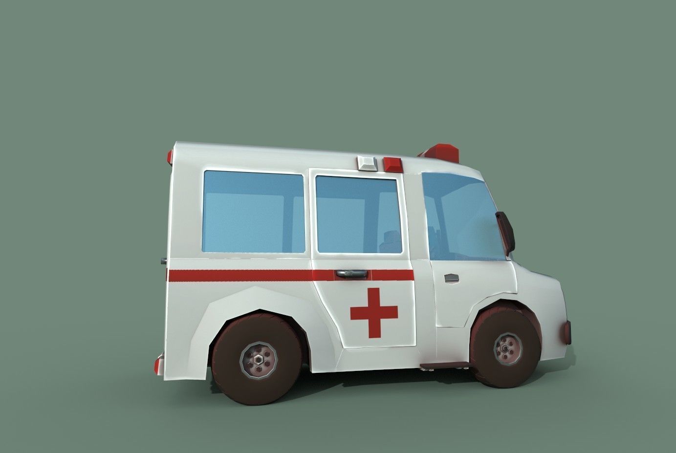 Ambulance cartoon Low-poly 3D model_10