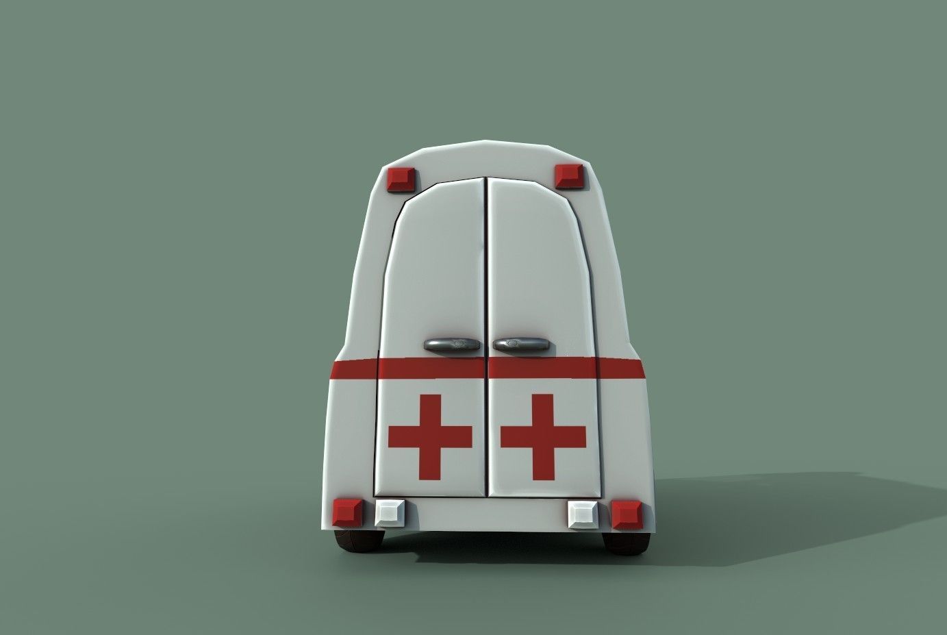 Ambulance cartoon Low-poly 3D model_8