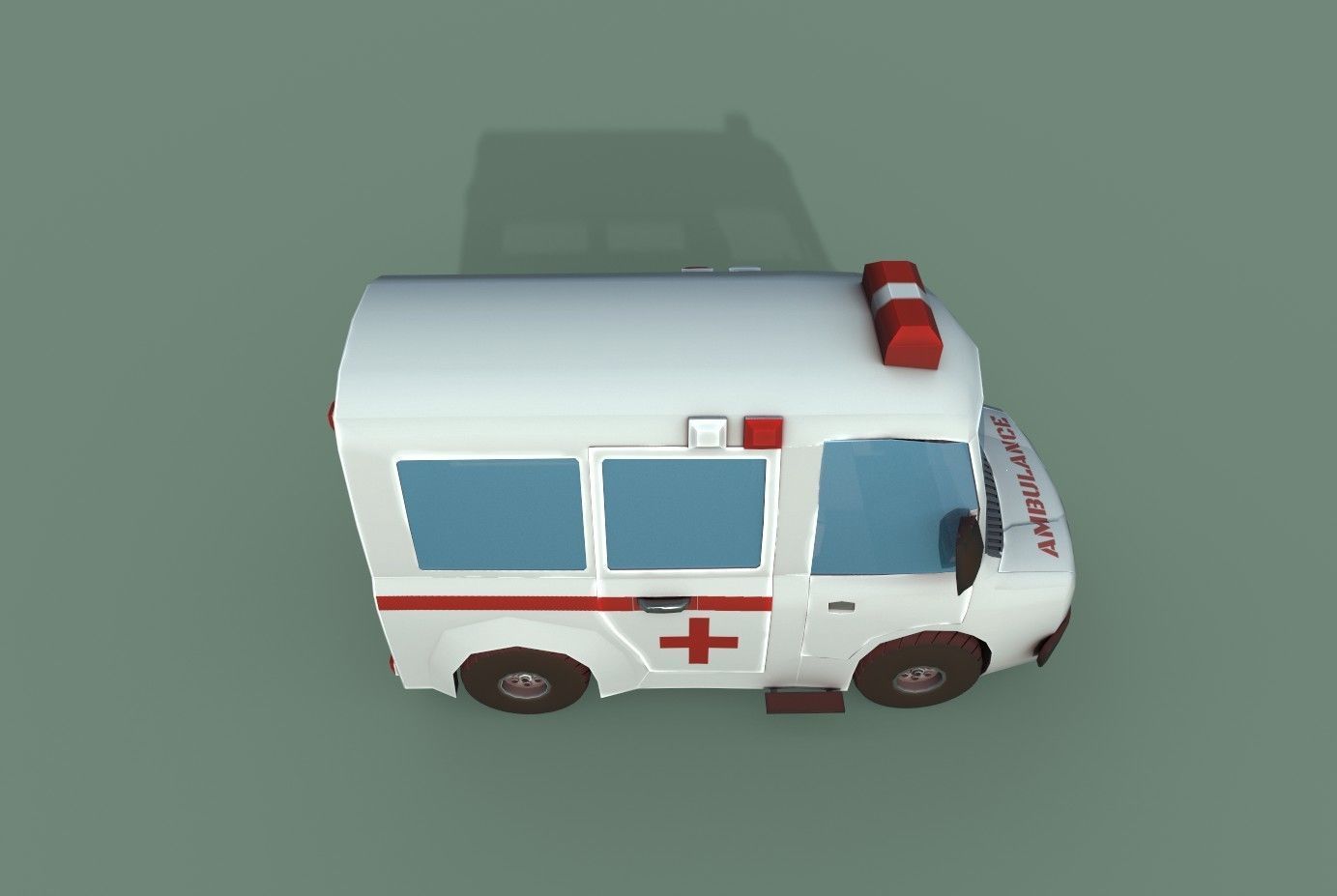 Ambulance cartoon Low-poly 3D model_11