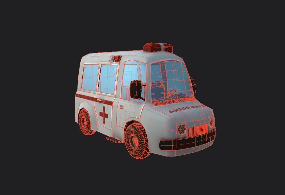 Ambulance cartoon Low-poly 3D model_5