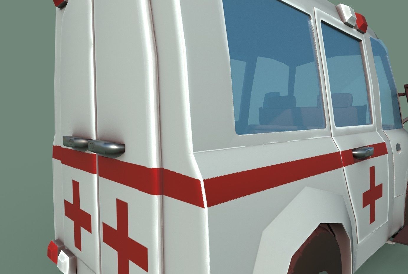 Ambulance cartoon Low-poly 3D model_19