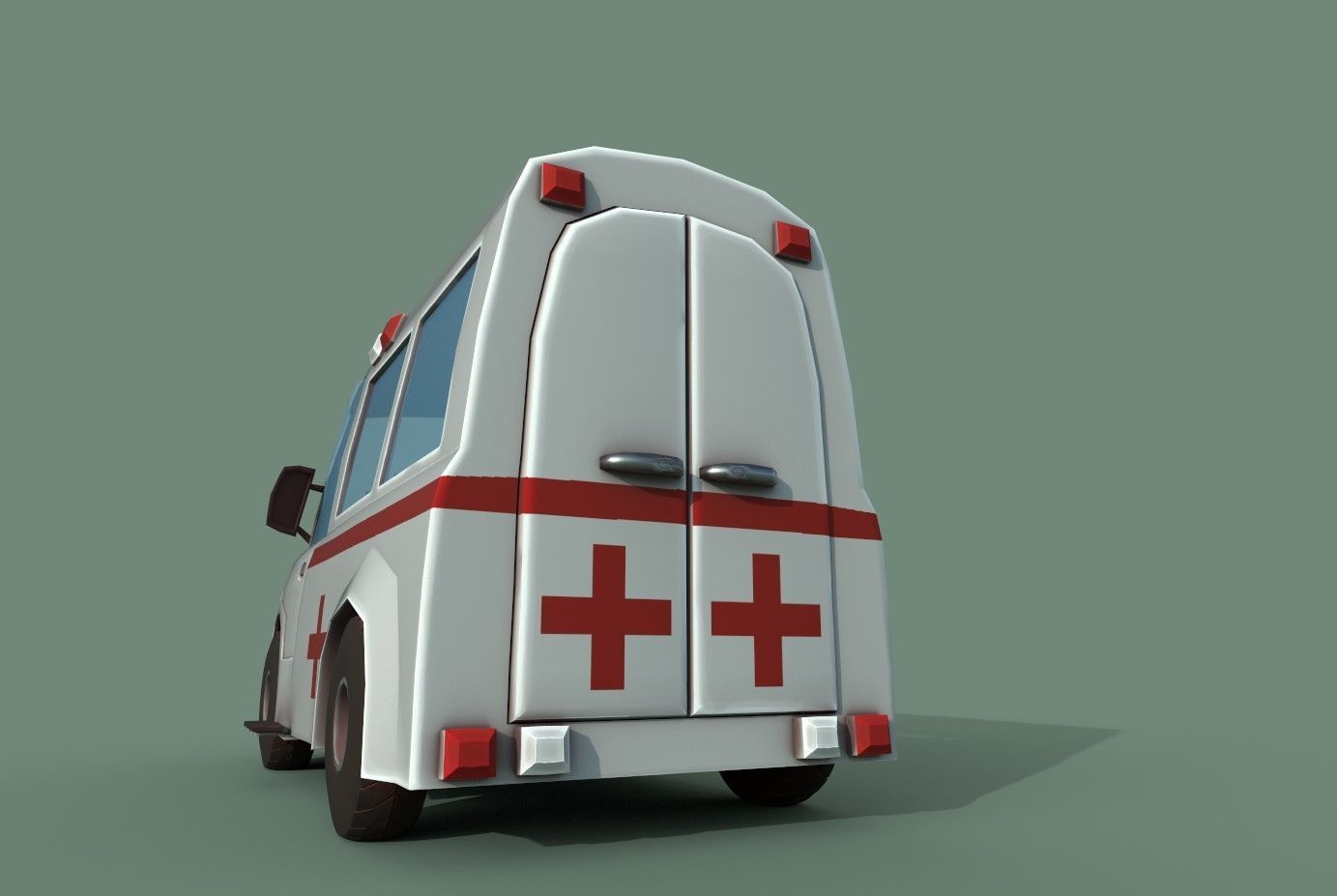 Ambulance cartoon Low-poly 3D model_4