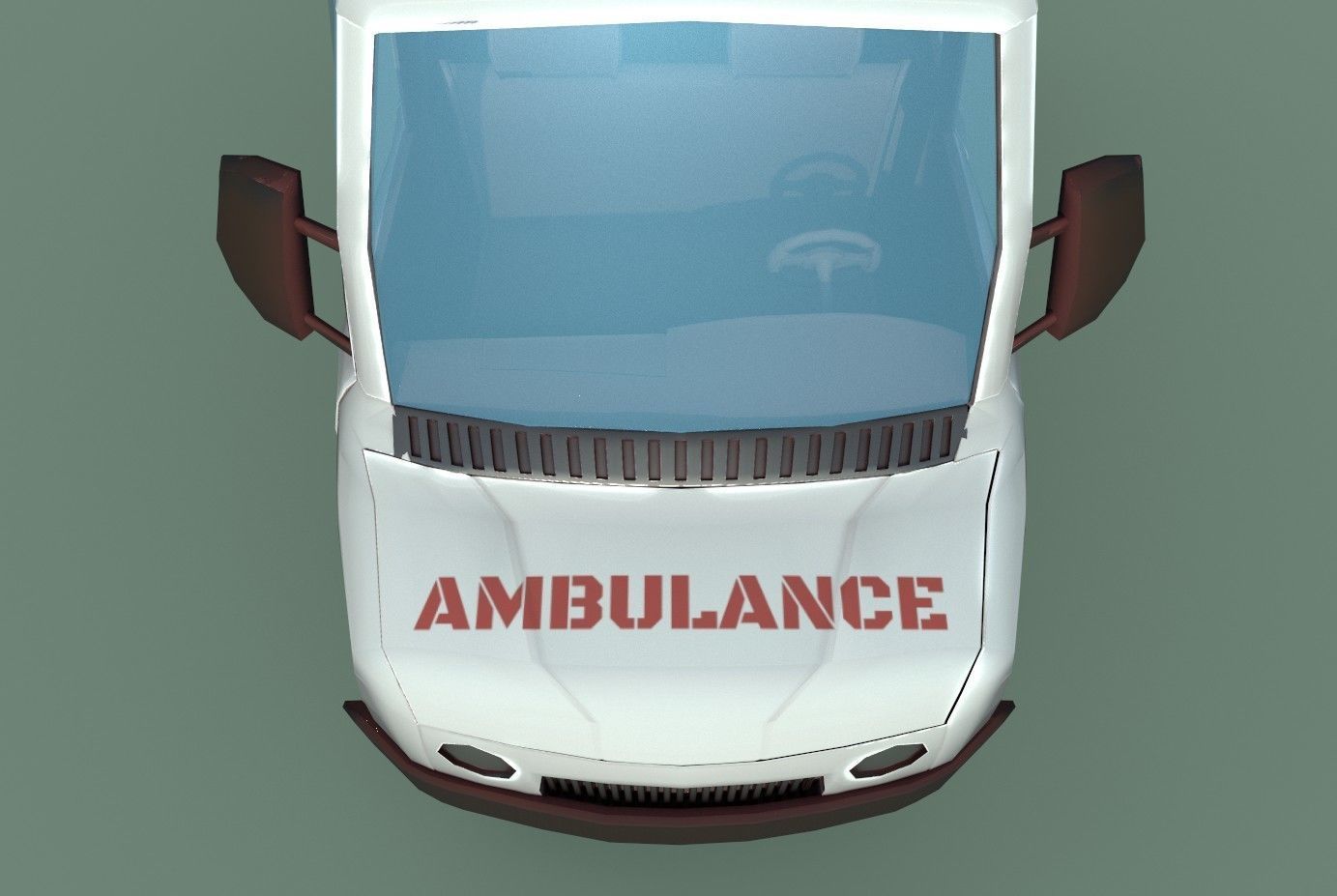 Ambulance cartoon Low-poly 3D model_16