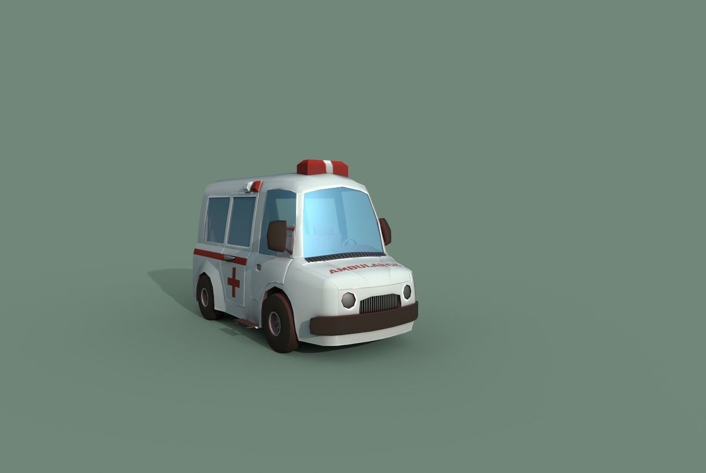Ambulance cartoon Low-poly 3D model_18