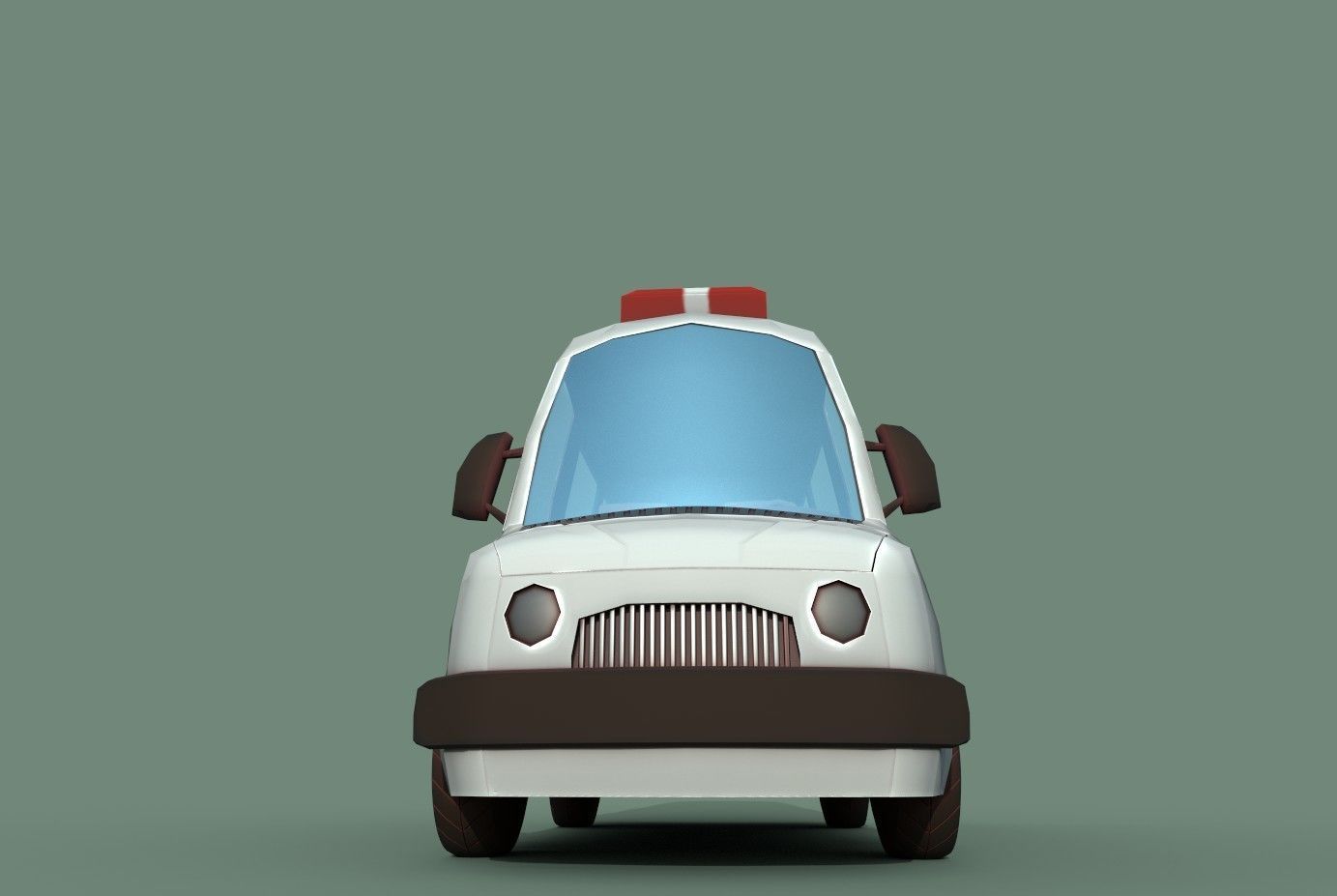 Ambulance cartoon Low-poly 3D model_14