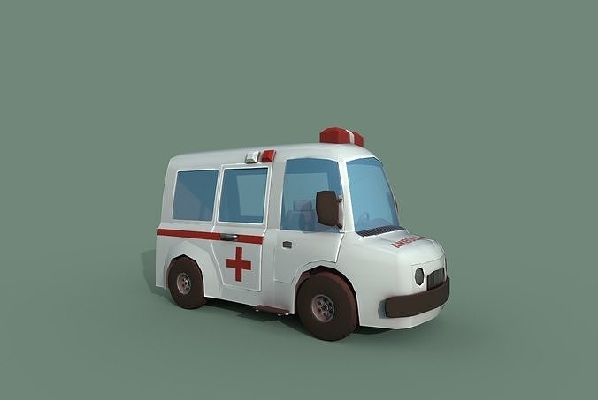 Ambulance cartoon Low-poly 3D model