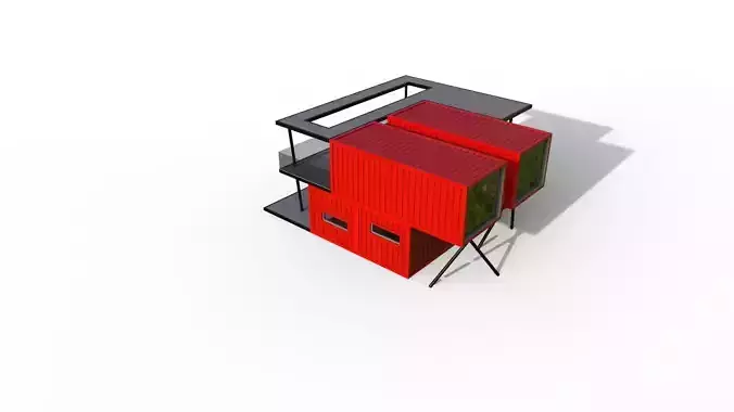CONTAINER HOUSE Low-poly 3D model
