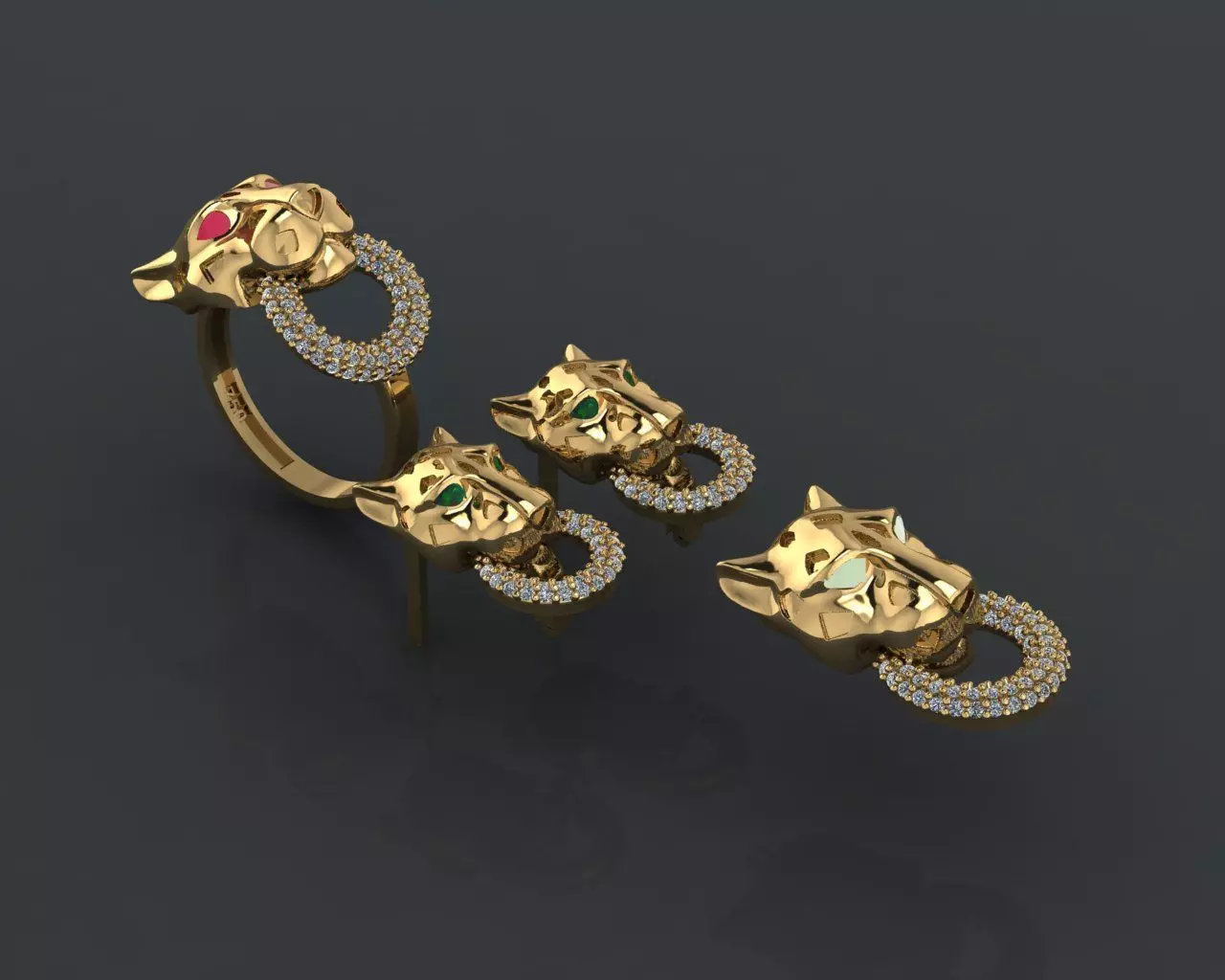 GC GOLD M0088- Diamond gold set  3D print model_0