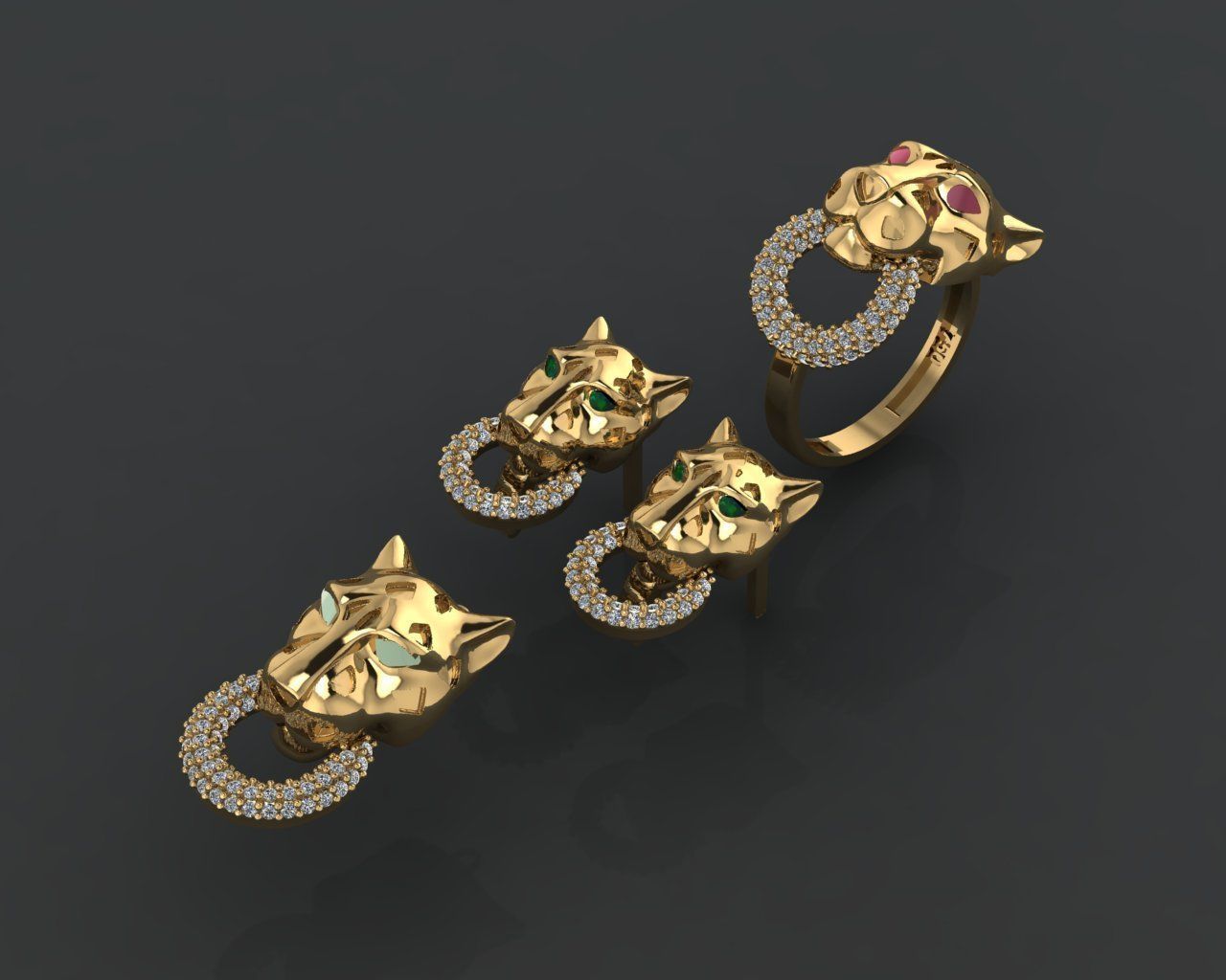 GC GOLD M0088- Diamond gold set  3D print model_2