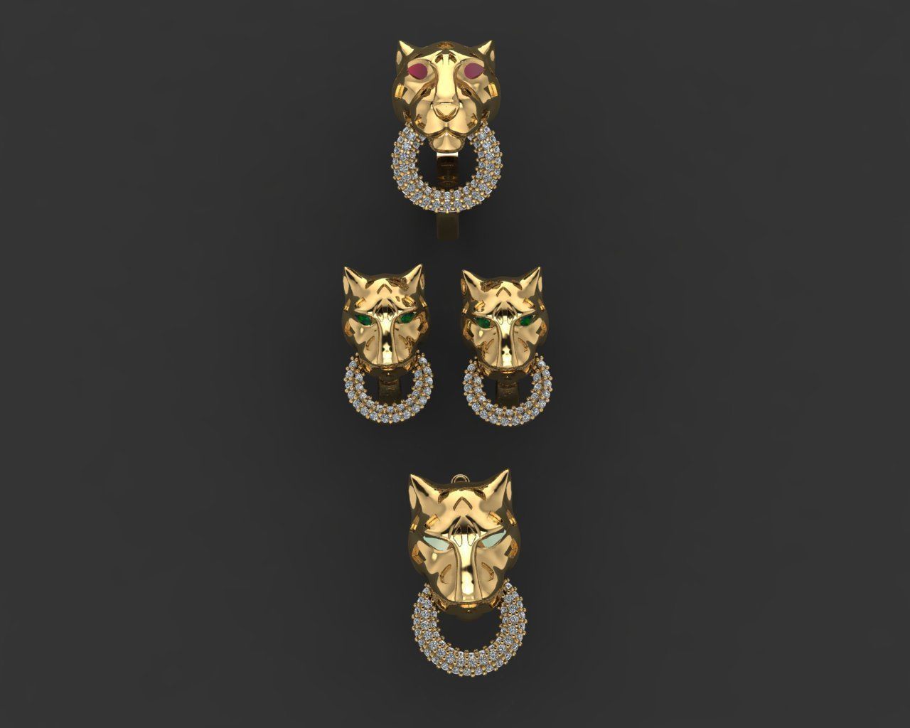 GC GOLD M0088- Diamond gold set  3D print model_1